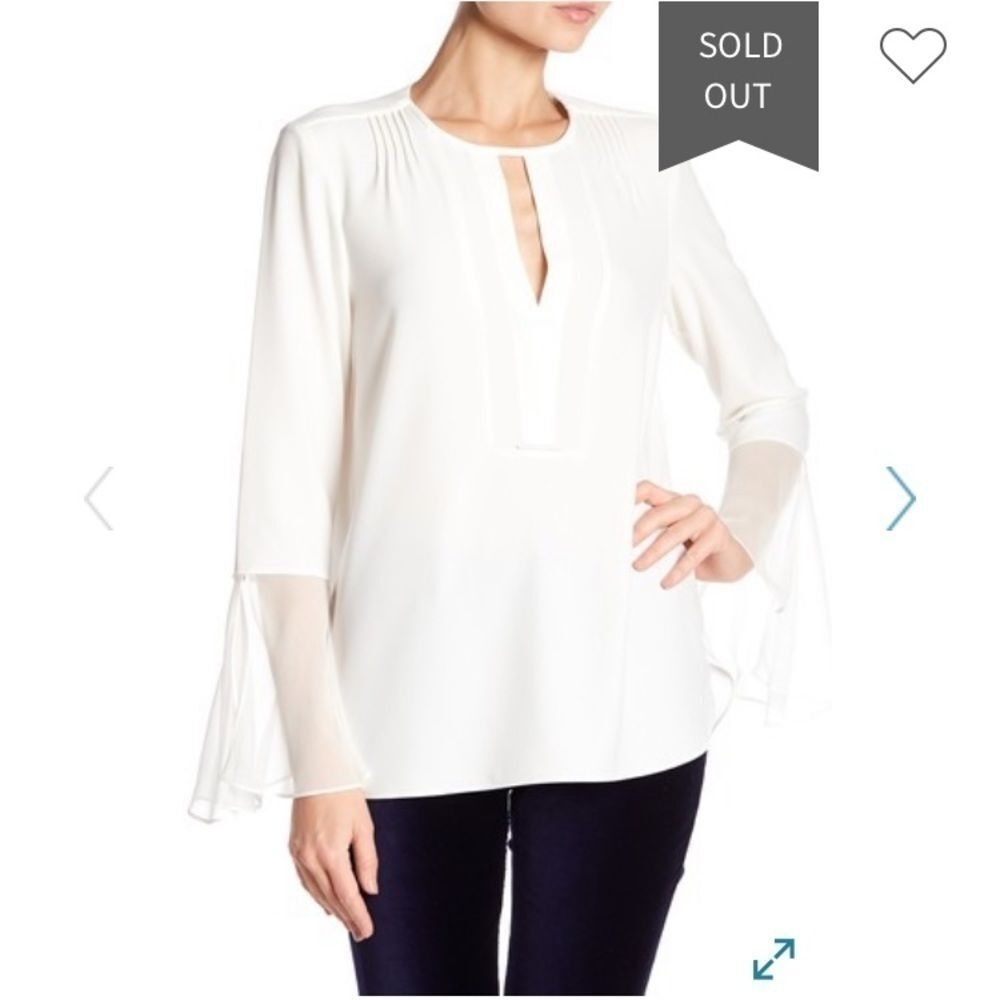 NWT Elie Tahari Owen Keyhole Bell Sleeve Blouse